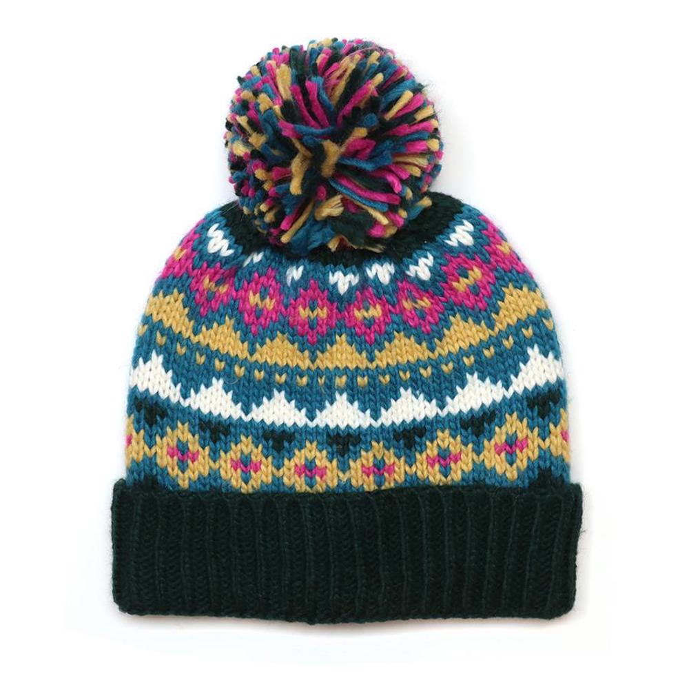 Peace of Mind Bobble Hat Valentina Mix Pattern Knit